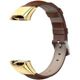 Voor Huawei Band 4 / Honor Band 5i Mijobs Koeienhuid Lederen Vervanging Strap Horlogeband (bruin goud)