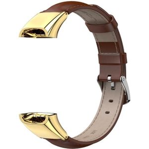 Voor Huawei Band 4 / Honor Band 5i Mijobs Koeienhuid Lederen Vervanging Strap Horlogeband (bruin goud)