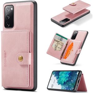 For Samsung Galaxy S20 FE JEEHOOD Retro Magnetic Detachable Protective Case with Wallet & Card Slot & Holder(Pink)