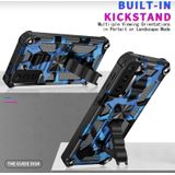 For Samsung Galaxy S30 Camouflage Armor Shockproof TPU + PC Magnetic Protective Case with Holder(Dark Blue)