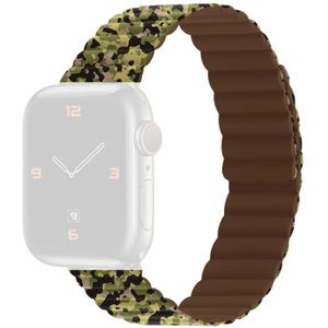 Magnetic Camouflage Silicone Replacement Strap Watchband For Apple Watch Series 7 & 6 & SE & 5 & 4 44mm/3 & 2 & 1 42mm (Army)