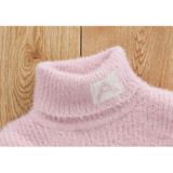 Letter Pattern Imitation Mink Velvet Children Turtleneck Knitted Sweater (Color:Black Size:130cm)