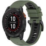 Voor Garmin Fenix 7S Pro 42 mm 20 mm sport tweekleurige siliconen horlogeband (olijfgroen + zwart)