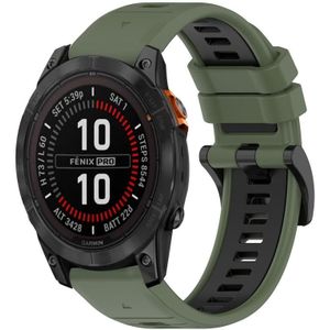 Voor Garmin Fenix 7S Pro 42 mm 20 mm sport tweekleurige siliconen horlogeband (olijfgroen + zwart)