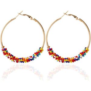 Women Hoop Earrings Ethnic Vintage Bead Boho Earrings Statement Jewelry(multicolor)