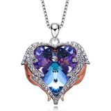 Women Fashion Angel Wings Crystals Heart Necklaces(Bright Angel)
