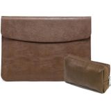 Horizontal Litchi Texture Laptop Bag Liner Bag For MacBook 12 Inch A1534(Liner Bag+Power Bag Brown)
