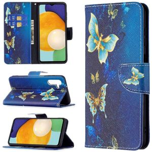 Voor Samsung Galaxy A13 5G Gekleurde Tekening Patroon Horizontale Flip Phone Lederen Case met Houder & Card Slots & Portemonnee (Gouden Butterfly)