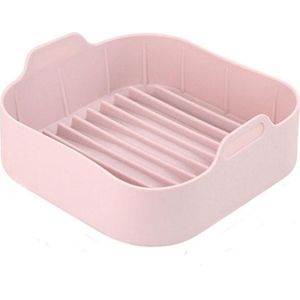 Air Fryer Siliconen Grill Pan Accessoires  Grootte: Vierkant 20.5 cm (Pink)