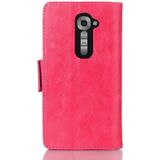 Oil Leather Case with Credit Card Slot & Holder for LG G2 mini (Magenta)