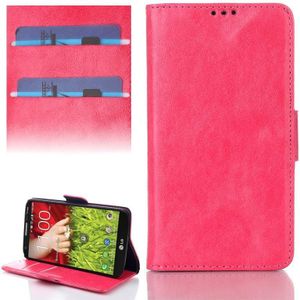 Oil Leather Case with Credit Card Slot & Holder for LG G2 mini (Magenta)