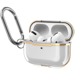 Ddehy668 Galomoplated transparante siliconen + pc-beschermkap voor Airpods Pro (transparant + goud)