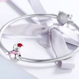 S925 Sterling Silver Pendant Miss Snowman Beads DIY Bracelet Necklace Accessories