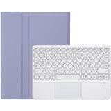 YT102B-A Detachable Candy Color Skin Feel Texture Round Keycap Bluetooth Keyboard Leather Case with Touch Control For iPad 10.2 2020 & 2019 / Air 2019 / Pro 10.5 inch(Purple)