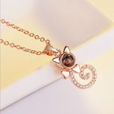 100 Language I love You Necklace Memory Projection Pendant Wedding Letter Necklace(Rose Gold)