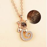 100 Language I love You Necklace Memory Projection Pendant Wedding Letter Necklace(Rose Gold)