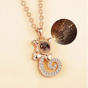 100 Language I love You Necklace Memory Projection Pendant Wedding Letter Necklace(Rose Gold)
