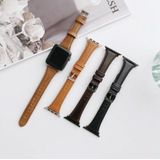 Small Pretty Waist Double-sided Leather Replacement Watchbands For Apple Watch Series 6 & SE & 5 & 4 44mm / 3 & 2 & 1 42mm(Black)