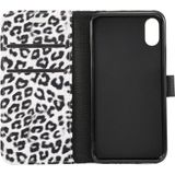 Leopard Pattern Horizontal Flip Leather Case for iPhone XS  With Holder & Card Slots (White)