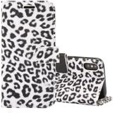 Leopard Pattern Horizontal Flip Leather Case for iPhone XS  With Holder & Card Slots (White)