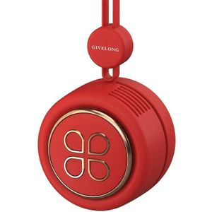 GIVELONG USB Charging Portable Fan Student Hanging Neck Type Leafless Fan(China Red)