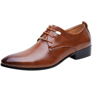 Mannen business dress schoenen puntige teen mannen schoenen  maat:48 (Zwart)