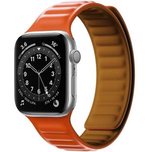 Siliconen magnetische riem horlogeband voor Apple Watch Series 7 45 mm / 6 & SE & 5 & 4 44mm / 3 & 2 & 1 42mm (oranje rood)