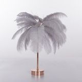 Ostrich Feather Table Lamp Wrought Iron Night Light LED Copper Wire Lamp(Grey)