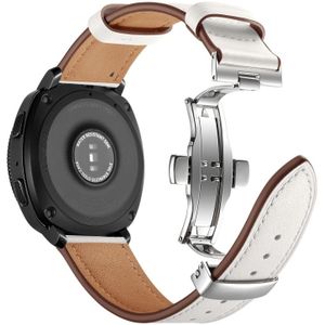22mm For Huawei Watch GT2e / GT2 46mm Leather Butterfly Buckle Strap Silver Buckle(White)