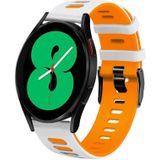 For Samsung Galaxy Watch 4 44mm 20mm Two-Color Silicone Watch Band(White+Orange)