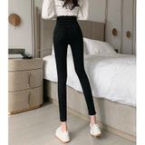 Lente zomer hoge taille slim skinny jeans (kleur: zwart Maat: 26)