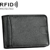 KB186 Antimagnetic RFID Mini Crazy Horse Texture Leather Billfold Card Wallet for Men and Women (Black)
