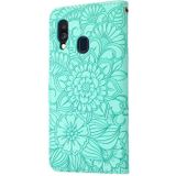 Voor Samsung Galaxy A40 Skin Feel Relif Zonnebloem Horizontale Flip Leren Case Met Houder & Card Slots & Wallet & Lanyard