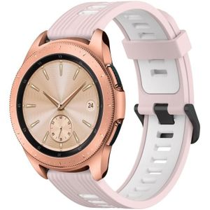 Voor Samsung Galaxy Watch 42 mm 20 mm verticaal patroon tweekleurige siliconen horlogeband (roze+wit)