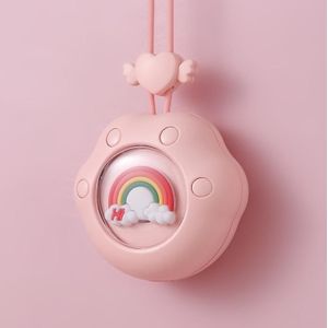 Zomer Mini USB Draagbare Hanging Hals Fan  Style: (Rainbow (Pink))