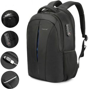 Waterproof 15.6-inch Laptop Backpack Anti-theft Business Travel Backpack School Bag(Black+Blue upgrade)