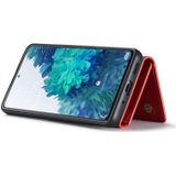 For Samsung Galaxy S20 FE DG.MING M1 Series 3-Fold Multi Card Wallet + Magnetic Back Cover Shockproof Case with Holder Function(Red)