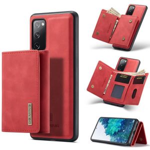 For Samsung Galaxy S20 FE DG.MING M1 Series 3-Fold Multi Card Wallet + Magnetic Back Cover Shockproof Case with Holder Function(Red)
