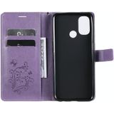 For OnePlus Nord N100 5G 3D Butterflies Embossing Pattern Horizontal Flip Leather Case with Holder & Card Slot & Wallet(Purple)