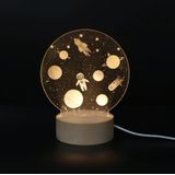 3D Atmosphere Decorative Light Acrylic Inner Carved LED Night Light Creative Girl Table Lamp(Cartoon Astronaut)