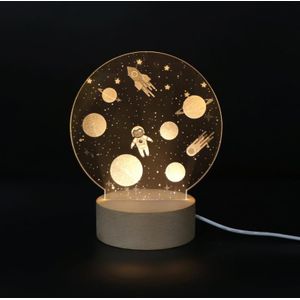 3D Atmosphere Decorative Light Acrylic Inner Carved LED Night Light Creative Girl Table Lamp(Cartoon Astronaut)