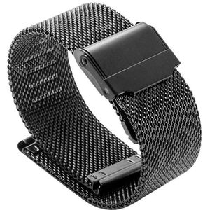 22mm 304 Stainless Steel Double Buckles Replacement Strap Watchband(Black)