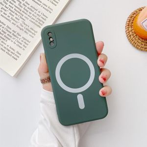 Liquid Silicone Full Coverage Shockproof Magsafe Case For iPhone XS Max(Deep Green)