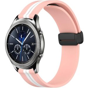 Voor Samsung Gear S3 Classic 22 mm opvouwbare magnetische sluiting siliconen horlogeband (roze + wit)