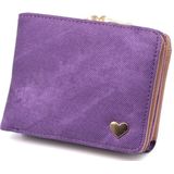 Women Mini Leather Clutch Card Holder Short Wallet(Purple)