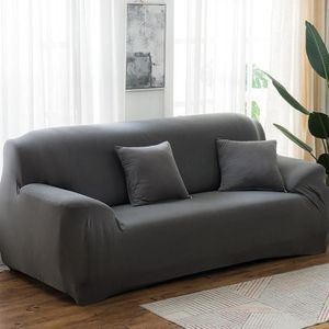 Four Seasons Solid Color Elastic Full Coverage Non-slip Sofa Cover(Grey)