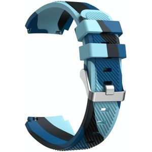 For Samsung Gear S3 Twill Camouflage Silicone Replacement Strap Watchband(Blue)