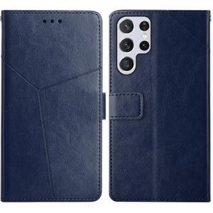 For Samsung Galaxy S23 Ultra 5G HT01 Y-shaped Pattern Flip Leather Phone Case(Blue)