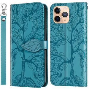 Life of Tree Embossing Pattern Horizontal Flip Leather Case with Holder & Card Slot & Wallet & Photo Frame & Lanyard For iPhone 11 Pro(Lake Blue)