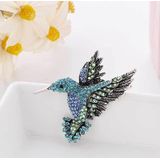 2 PCS Inlaid Bee Bird Brooch Personality Clothing Pins Scarf Buckle(Blue )